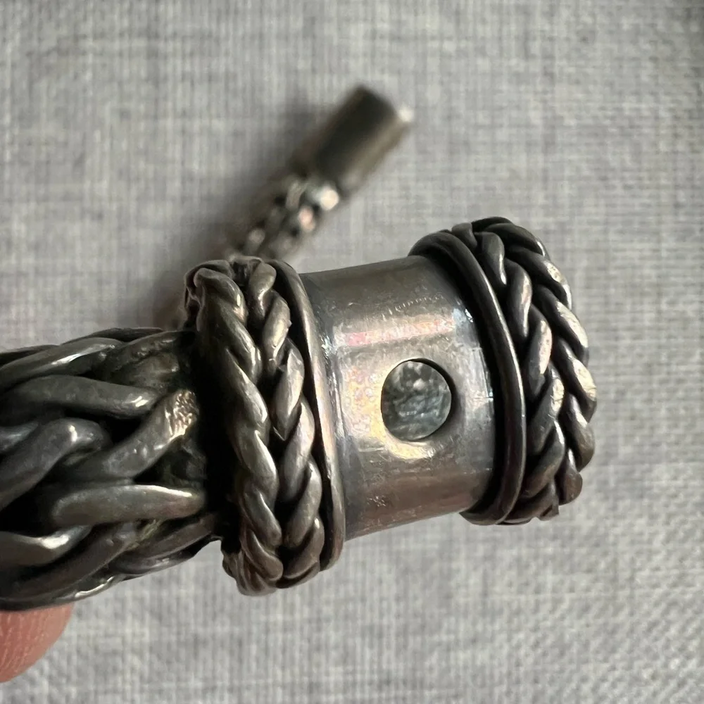 Thick Sterling Silver Braided Chain Bracelet 7.5